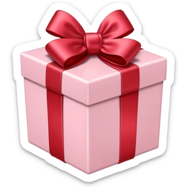gift box pale pink with red satin bow sticker