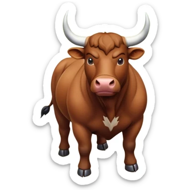 A top-down view of bull standing in a natural environment. sticker