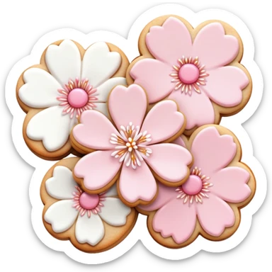 Cute Pastel pink and white Cherry Blossom Sakura Cookie sticker