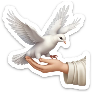 Jesus praying hands with a dove of peace flying above sticker