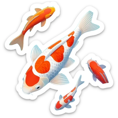 Beautiful pretty full artwork full canvas Koi fish in a pond aesthetic scenery  sticker
