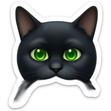 grumpy fat black cat with green eyes sticker