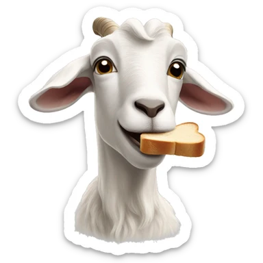 A Goat eating toast sticker