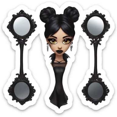 Hyper Realistic Goth victoria secret model looking into a handheld mirror  sticker