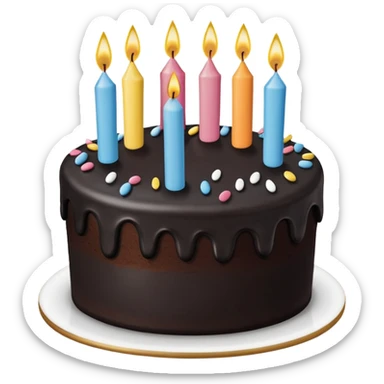 birthday cake with black decorations, simple, no text sticker