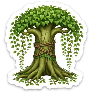 Tree with vines wrapped around trunk, ivy entwined tree sticker