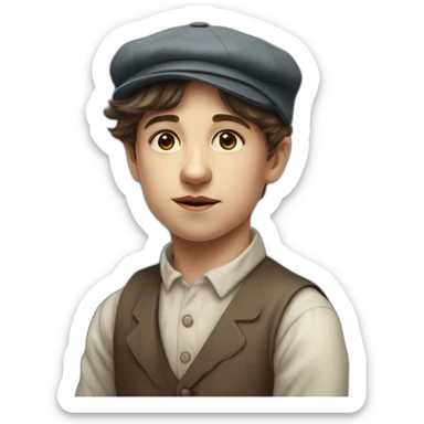 Victorian-Era-poor-factory-worker-kid-flat-cap-mad sticker