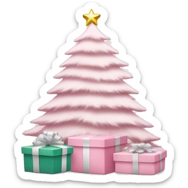 Light pink Christmas gifts under a white Christmas tree  sticker