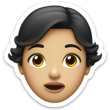 girl with black hair and with tongue out mouth closed sticker