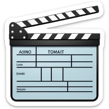 extremely simplified movie slate outline drawing, only essential black lines, no details sticker