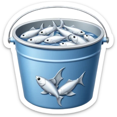 dead fishes in bucket sticker