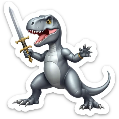 T-rex holding sword sticker