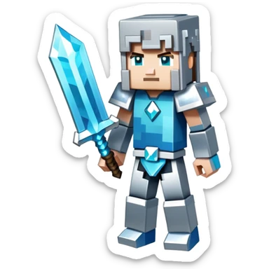 Minecraft character with diamond armor sticker
