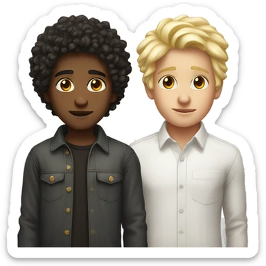 Two boys side by side one with dark curly hair and super sexy the other blonde taller and fat sticker