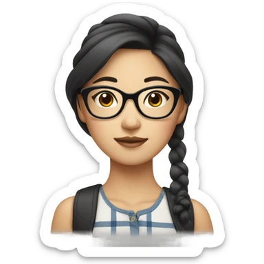 nerdy asian girl with glasses and make up  sticker