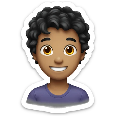 smiling boy with black hair playing Lacroose  sticker