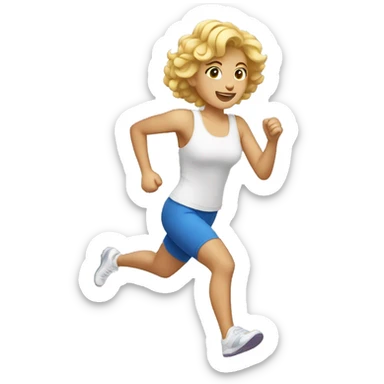 woman with short curly blone hair running  sticker