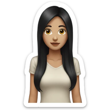 a girl with black hair and she s tall  sticker