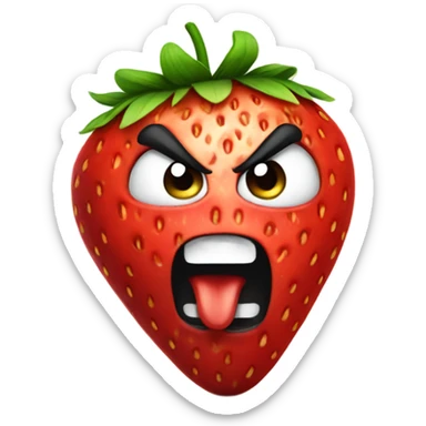 Angry strawberry sticker