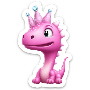 Pink dinosaur dipping you off wearing a crown with sparkles  sticker