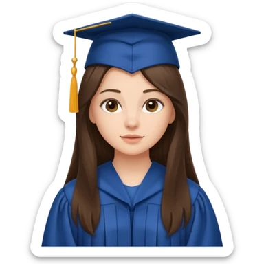 young brunette girl long hair university graduate sticker