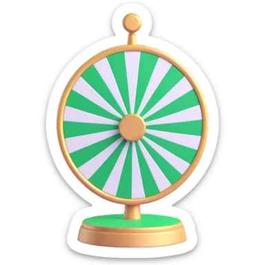 spinning prize wheel with alternating green and white sections sticker