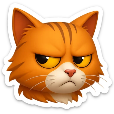 Create a cute mad cat giving a side glare in the same style as the reference image, with no background. sticker