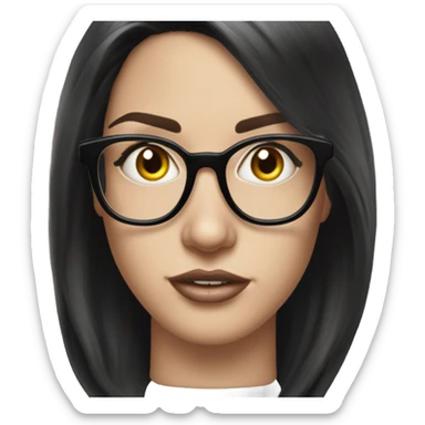 Caucasian Hyper realistic long dark hair and tattoos  with glassesbig lips sticker
