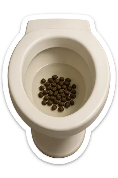 wc dentro cui cadono feci di animale a pallini, iperrealistico 4k sticker