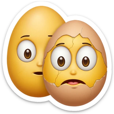 2 seperate eggs with faces sticker