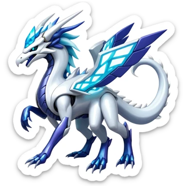Colorful Futuristic Modern Epic Legendary Shiny Cyber-Suicune-Dialga-Reshiram-Creature, (full body) sticker