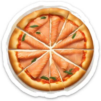 Pizza with smoked salmon pieces on top sticker