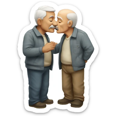 old men kissing sticker