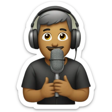 guy recording a podcast sticker