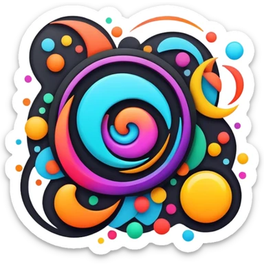 framed digital tablet artwork with abstract vector shapes inside sticker