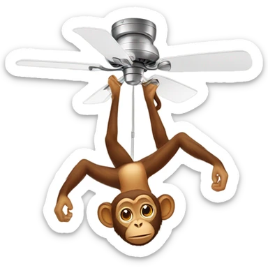 Monkey wearing bikini and hanging from ceiling fan sticker