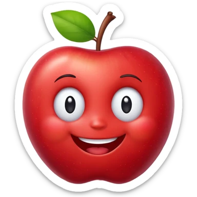 A smiling cartoon apple character named Elma with cute face and little arms sticker