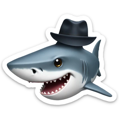A shark with a hat  sticker