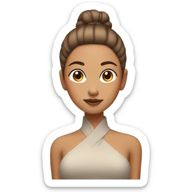  tan Asian girl with a middle part slick back bun relaxing  sticker