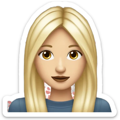 Mujer cachetoncita,ojerosa,pelo rubio con rayitos blancos,labios rojos,guapa sticker