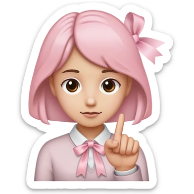 Light pink ribbon tied around medium brown index finger sticker