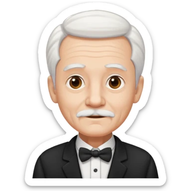 ai aik old man with white hair wearing waitor dress sticker