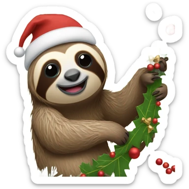 sloth decorating for christmas  sticker