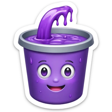bucket filled with purple slime with shiny highlights sticker