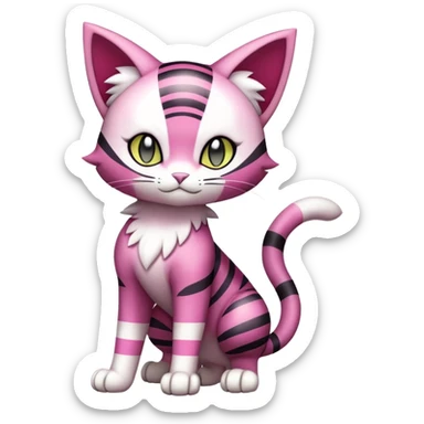 Liepard-Skitty-Delcatty-Pokémon-Fakémon-hybrid-creature (full body) sticker