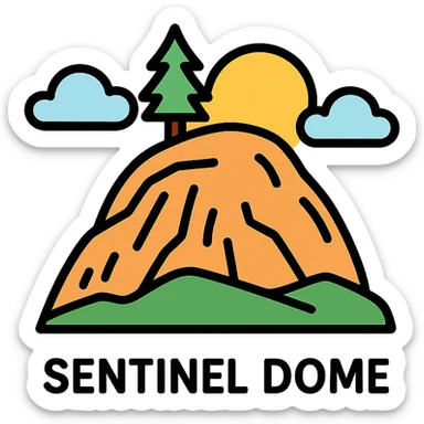 colorful hand drawn illustration of Yosemite Sentinel Dome, no text sticker