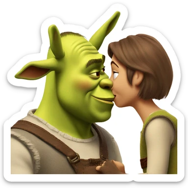Shrek kissing donkey  sticker