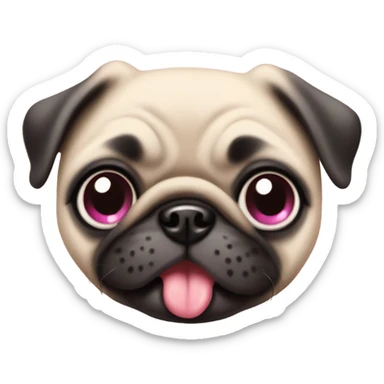 Cute Baby Pug with pink eyes smiling and playful  sticker