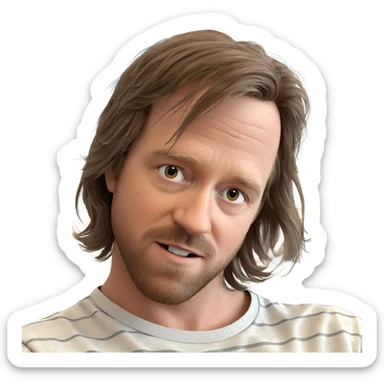 brown haired male indoors sticker