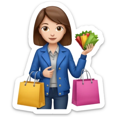 woman with brown hair buys clothes in a store, shopping vibe sticker